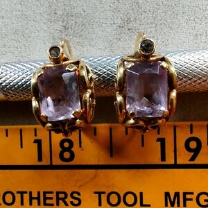 VINTAGE GOLD AND AMETHYST EARRINGS